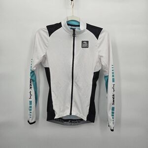 Santic Women's Cycling Jersey Size XS Long Sleeve White Zip Up